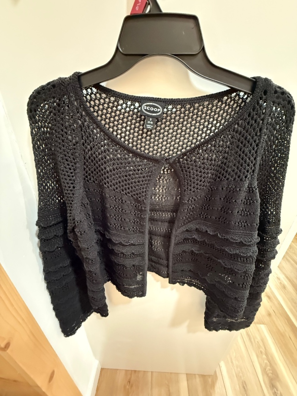 Womens scoop NYC crochet cardigan sweater NWT size am 4-6 black